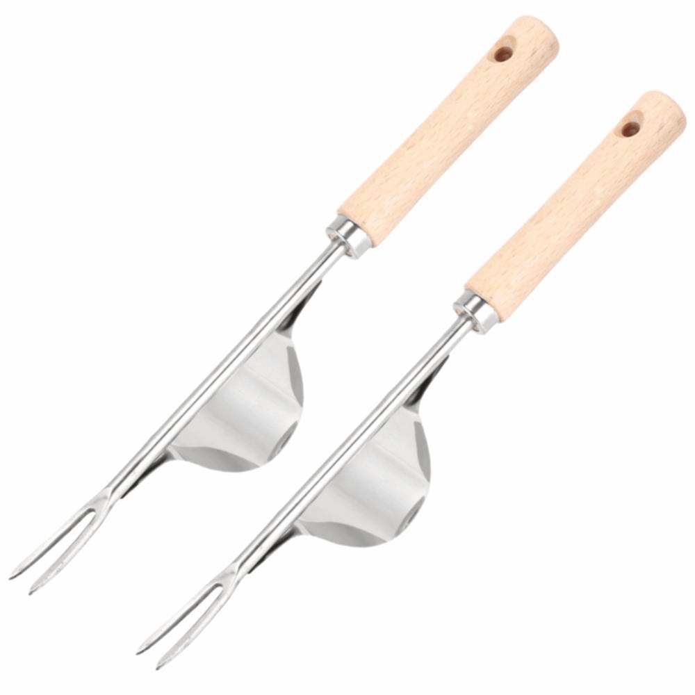 2PCS Silver Weed Puller Tool Multifunction Hand Weeder Fork Durable Garden Weeding Tool