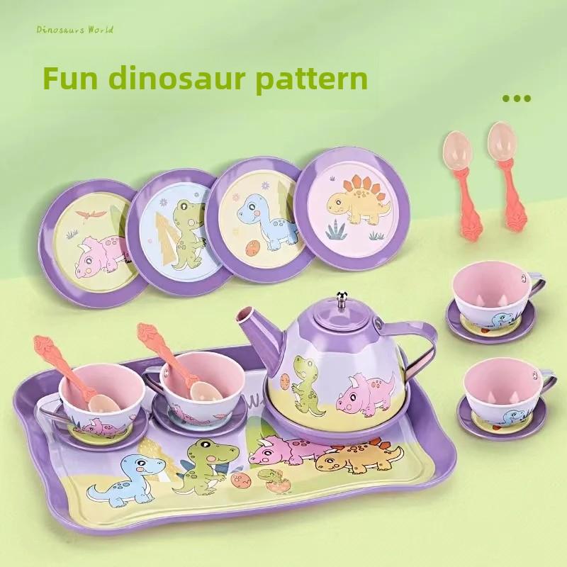 Dinosaur Childrens Play House Toys Pretend Play Afternoon Tea Plastic Unicorn Cup Dessert Cake Toy Collection