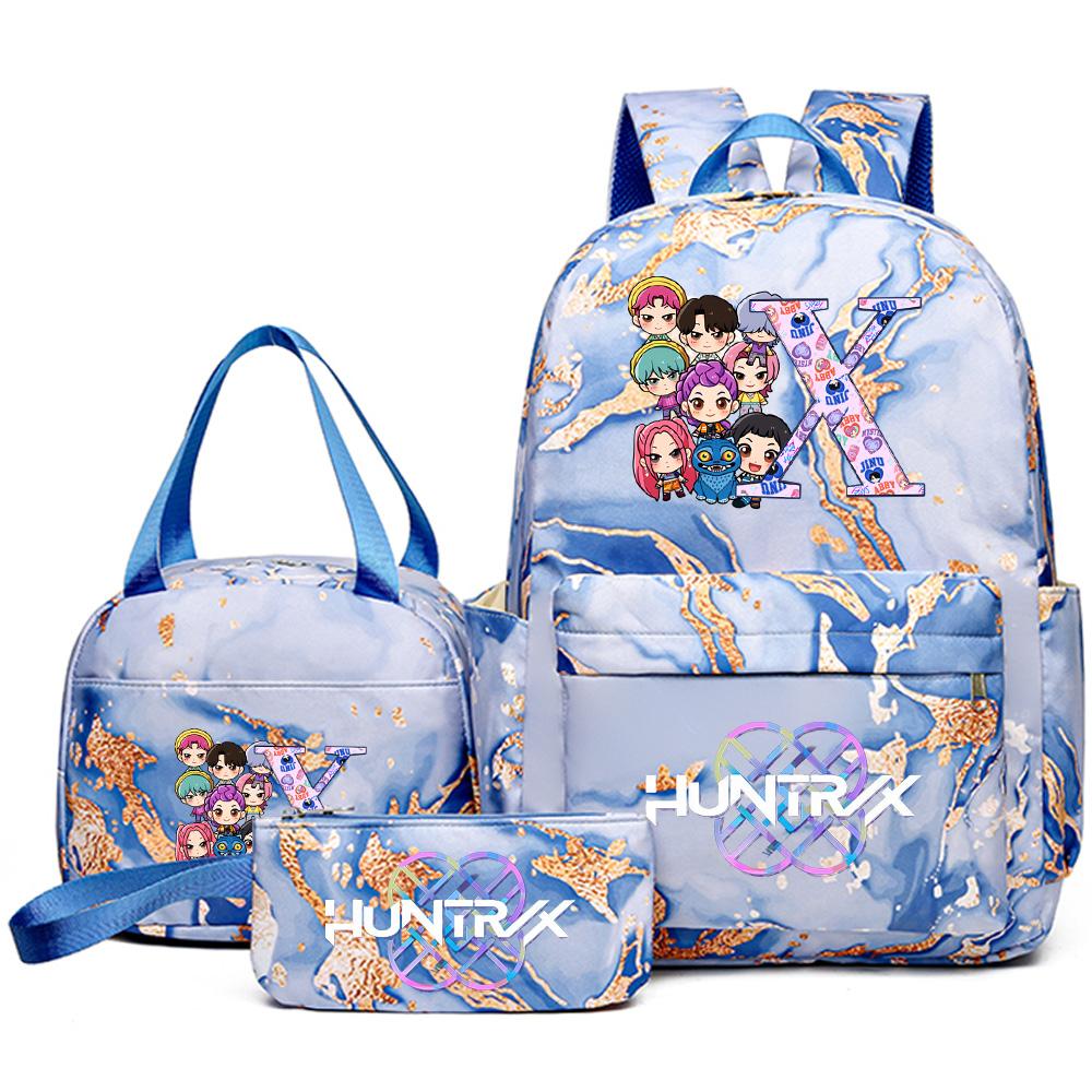 3Pcs/set 26 English Letter K-pop Printed Backpack Handbag Pencil Case for Teenager Student Girl Boy Bookbag Schoolbag Women Large Capacity Travel Bag