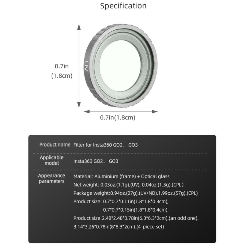 High Definition Optical Glass Lens Filter for GO3/GO2 Filters Capture True Colors Effortless Shooting Experience