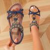 Fashion Retro Women's Sandals Flower Print Sewing Shoes Summer