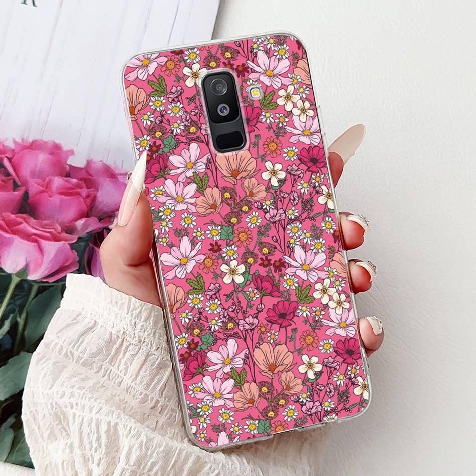Чехол для телефона Samsung Galaxy A6 Plus 2018 На Samsung A6+ (2018) A6 A600F A605G Элегантные Цветочные Кошачьи Мягкие Силиконовые Прозрачные TPU Чехлы