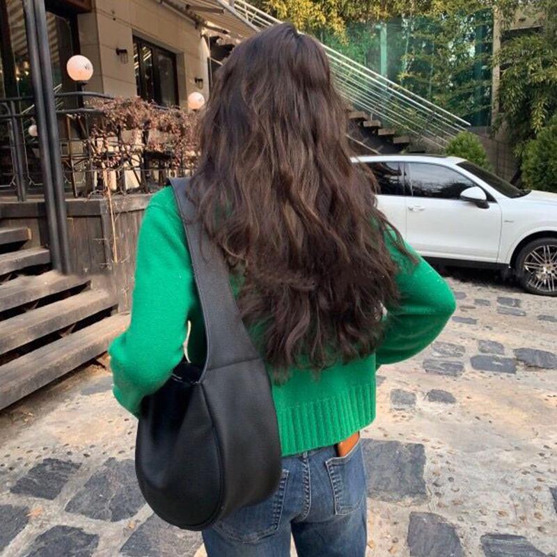 Yogodlns Винтажная сумка через плечо с клецками для женщин, сумка через плечо из искусственной кожи, простая однотонная сумка, большая вместительная сумка-хобо