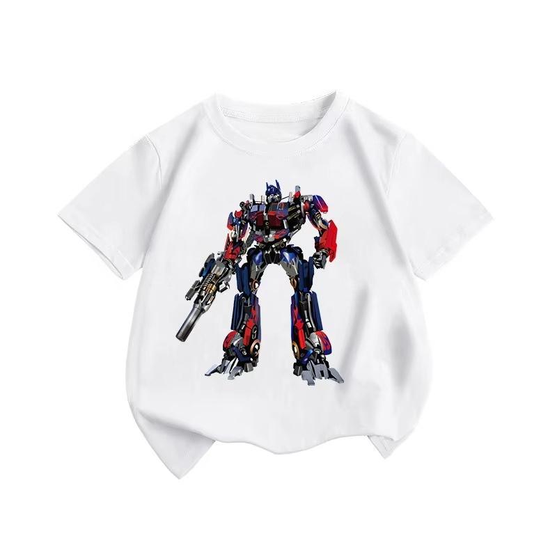 Summer Candy Colored Childrens Tshirt New Transformers Optimus Prime Pure Cotton Printed Parentchild Casual Fashion Tshirt