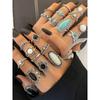 Набор колец из 39 штук в богемном винтажном стиле - Смешанный с имитацией бриллиантов и кристаллов, Подходит для повседневной моды и фестивальных ночей (Нет коробки)