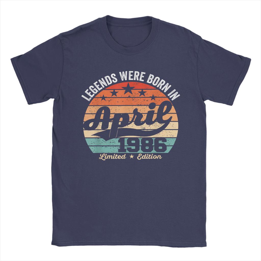 Mens TShirts Vintage 40th Birthday Legends Were Born In April 1986 Cotton Tee Shirt Short Sleeve T Shirts O Neck Tops Classic