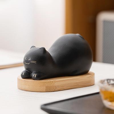 Керамическая фигурка кошки Милый настольный декор для гостиной, рабочего стола, книжной полки Минималистичный домашний декор Подарок