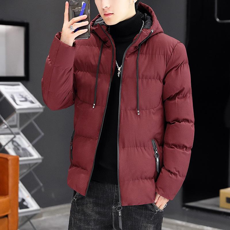 Зимняя стеганая куртка на молнии с боковым швом, тип посадки, утолщенная, однотонная, повседневная, со съемным воротником, молодежная стеганая куртка
