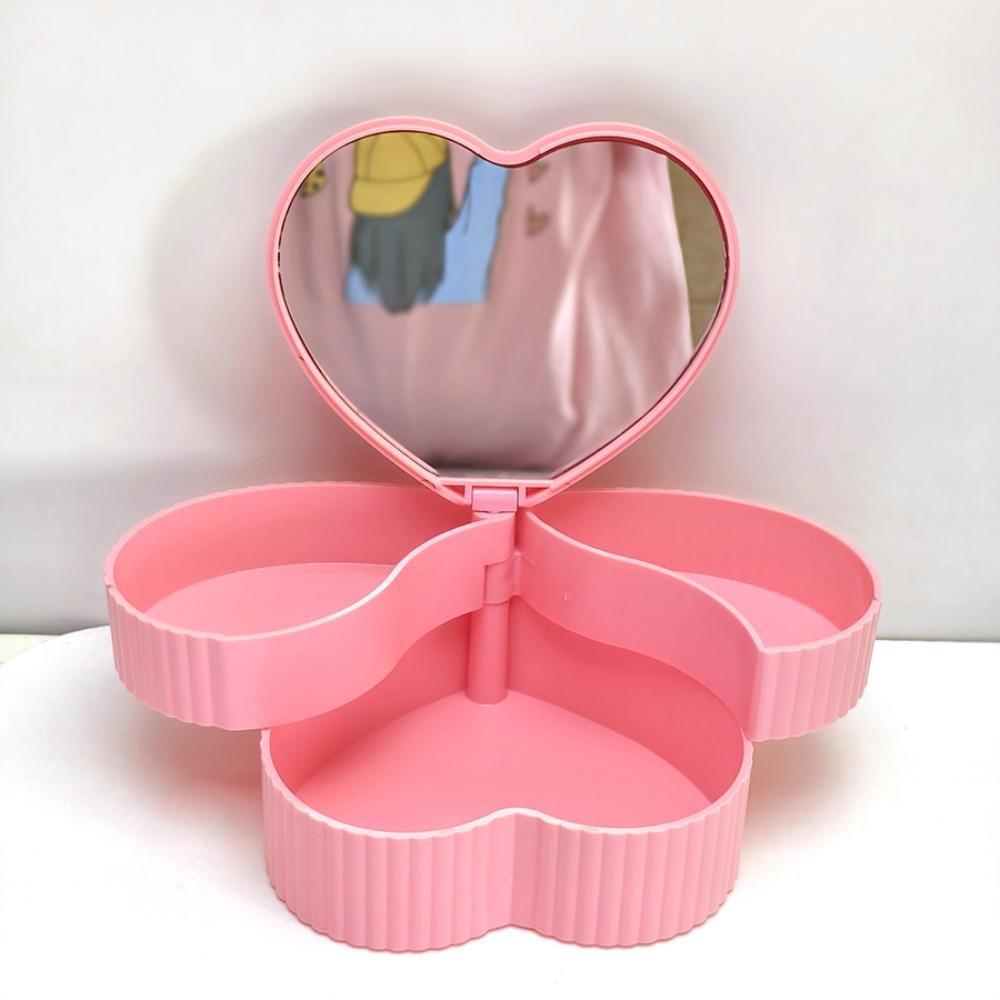 Rotating Heart Shape Jewelry Boxes Double Layer Jewelry Storage Boxes Jewelry Organizer Gift Box