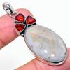 Ocean Jasper, Garnet Handmade 925 Sterling Silver Pendant 2.21" d8S71