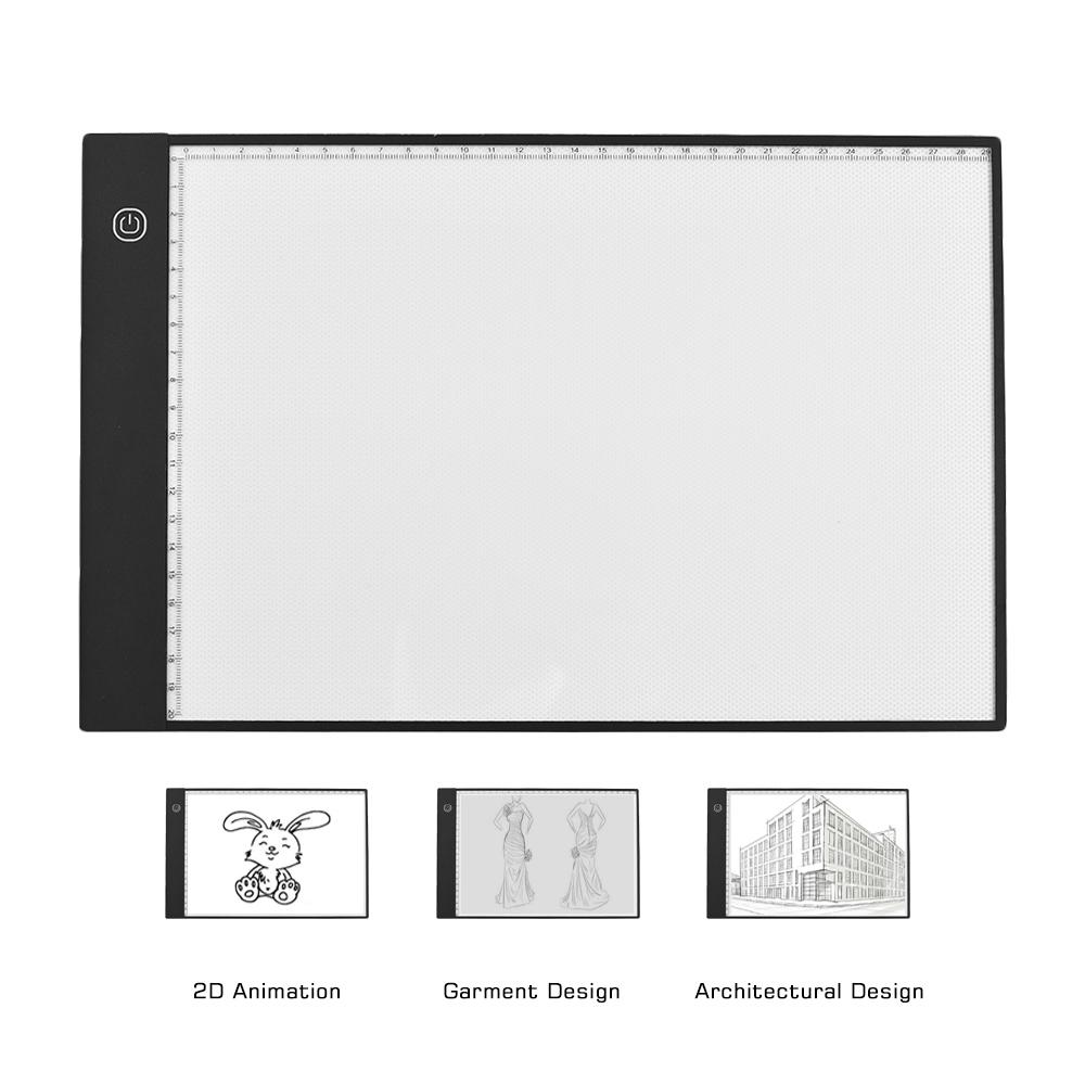 A4 Ultra Thin Light Box LED Artcraft  Eye Protecting Tracing Light Pad with Seperate Scaled Panel Holder Clamp Stepless