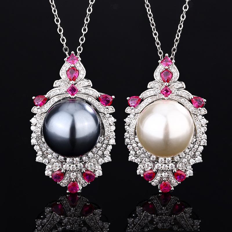 Jewelry Copper Bottom Plating Design Pearl Luxury Creative Pendant Necklace 16Mm