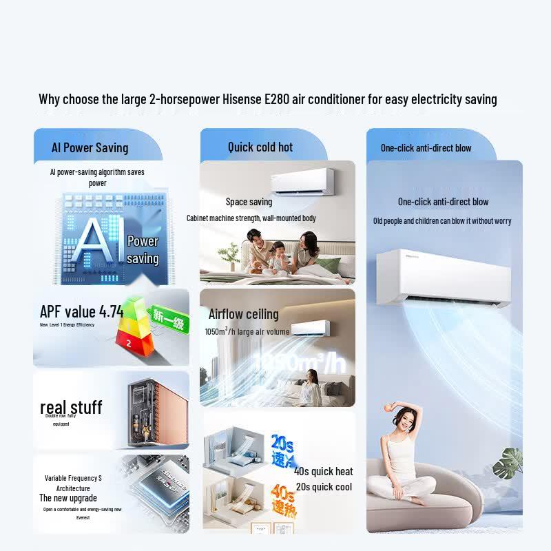Hisense Easy Save E280 Inverter Wall-mounted Air Conditioner CN plug (adapter included)