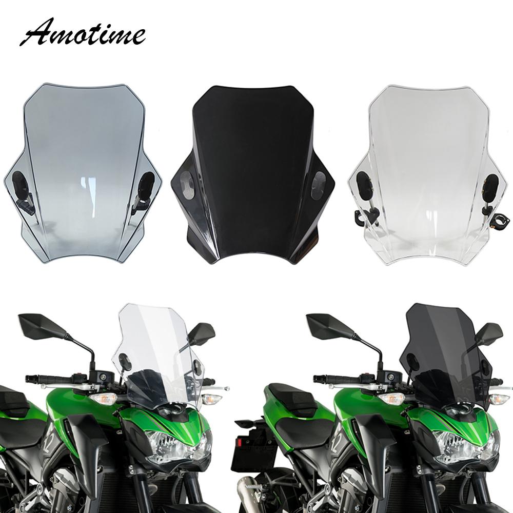 Для KAWASAKI SUZUKI YAMAHA HONDA BMW Универсальное мотоциклетное ветровое стекло Ветрозащитные экраны Экран Дымчатая линза Мотоциклы Дефлектор