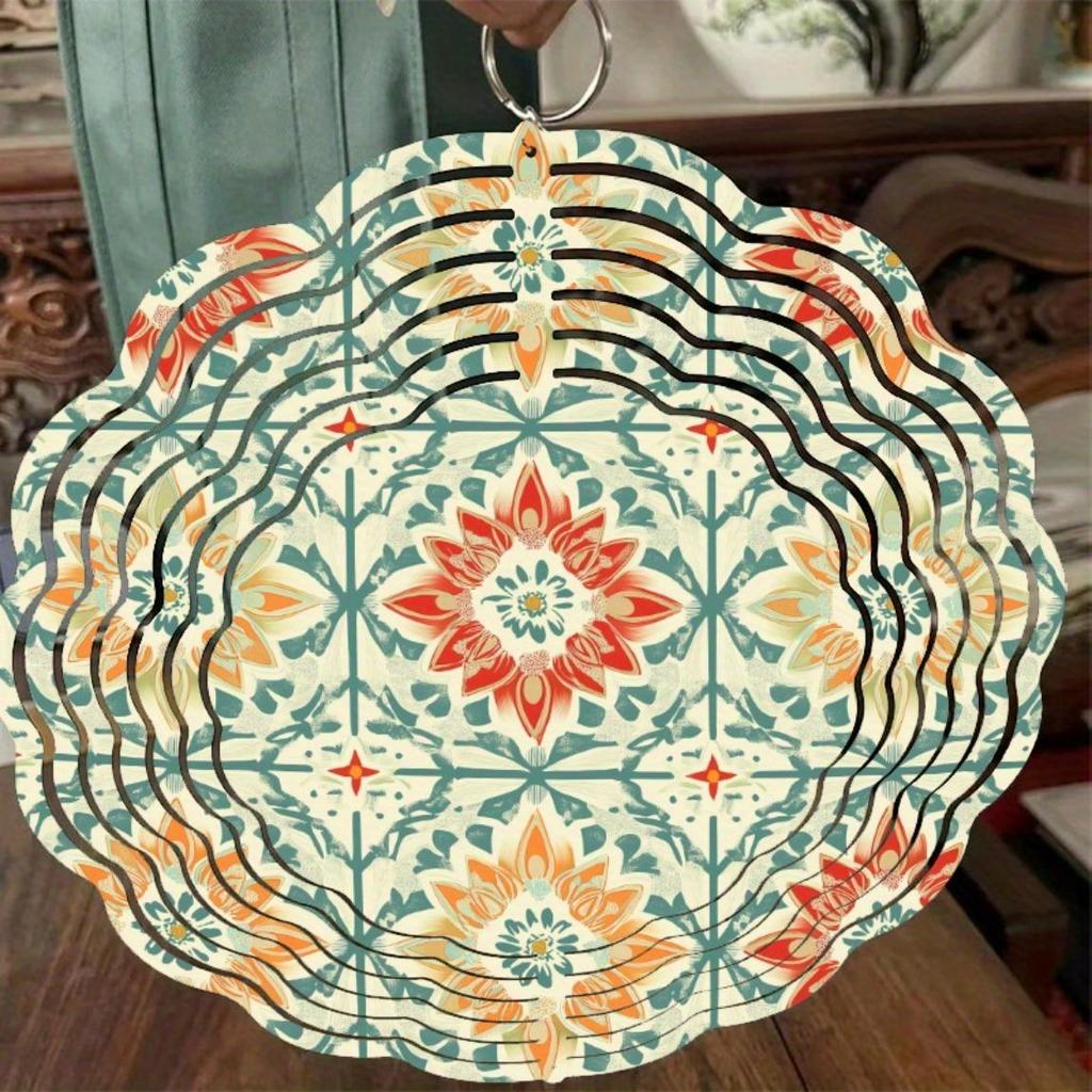 Винтажный цветочный колокольчик для ветра 10 дюймов для декора сада на открытом воздухе, вращающийся крючок, украшение для балкона, крыльца, прочный металлический колокольчик для ветра, без электричества