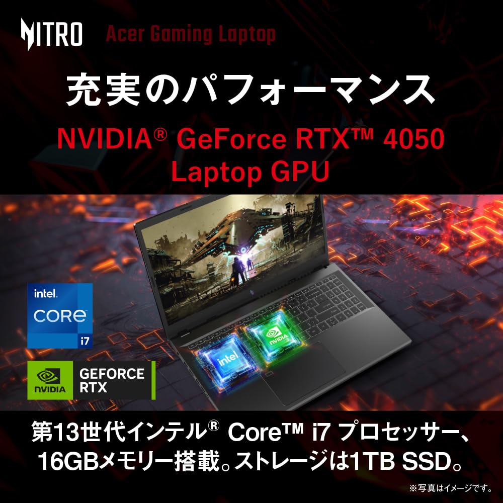 Игровой ноутбук Acer Nitro V 15 GeForce RTX 4050 Ноутбук GPU дюймов Core i7 16 ГБ Память 1 ТБ SSD Full HD 144 Гц IPS Windows 11 Домашняя 15.6 ANV15-51-F76Z45