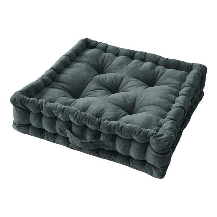 Coussin de sol 50 x 50 cm "César" Velours de Coton - 50x50x10 - César Ardoise