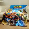 Colorful characters racing in karts against a vibrant, adventure-themed backdrop. for all seasons blanket lunch break throw gift