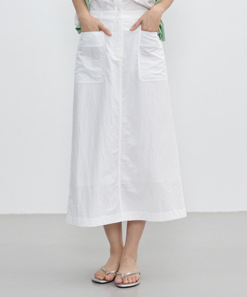 City Breeze Cool Air Out-Pocket H-Line Long Skirt_3 Colors