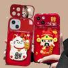 Applicable To Apple 15 Mobile Phone Case IPhone 14 Promax Lucky Cat Doll Lanyard 13 Flip Mirror 11/12