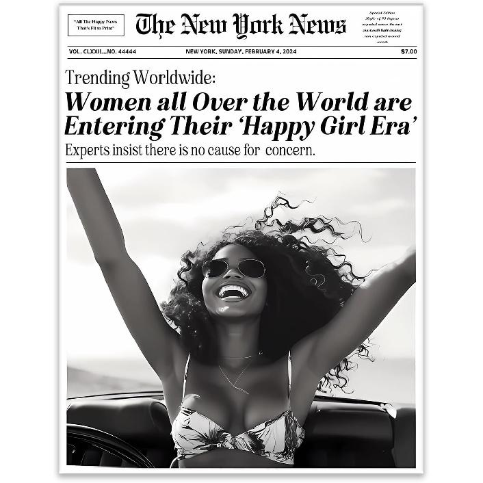 Jatinoo Framed Wall Art 11.5x15 inch, Aesthetic Posters for Wall Bedroom Decor - Fashion Vogue Newspaper Print, Black and White Framed Canvas Art for