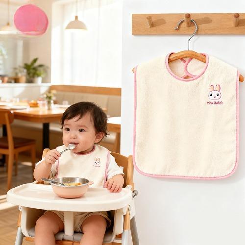 Cute Cartoon Embroidery Baby Boys Girls Feeding Bibs Waterproof Neck Towel for Teeth Brushing Face Washing Drool for Infant Baby
