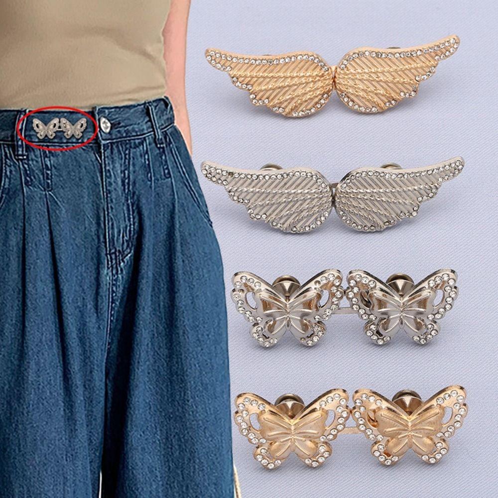 Invisible Butterfly Button Adjuster Rabbit Pants Tightener Fashion Waist Buckle Party