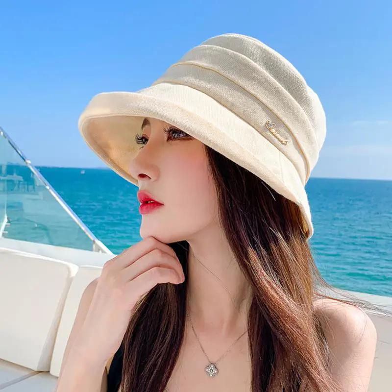 WTEMPO Женские однотонные повседневные универсальные панамы, летние элегантные складные солнцезащитные пляжные шляпы с большими полями