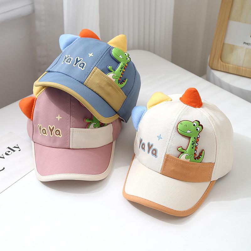 Cute Baby Duck Tongue Caps 1-3 Years Boy Girl Cartoon Dinosaur Cotton Peaked Hats Outdoor Toddler Kids Sunshade Sun Visors