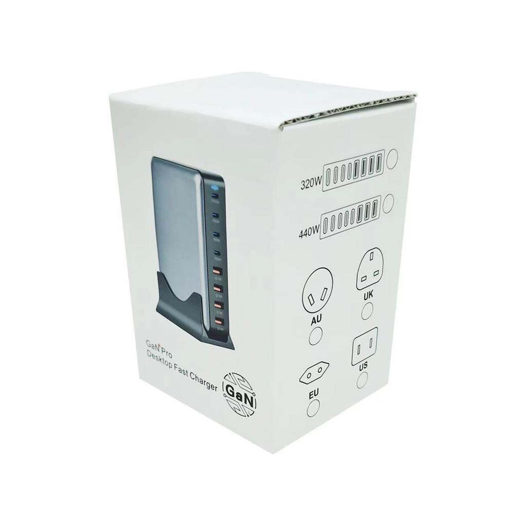 440W Multi-Port Gallium Nitride PD Charger with 8 Ports and PD100W Adapter