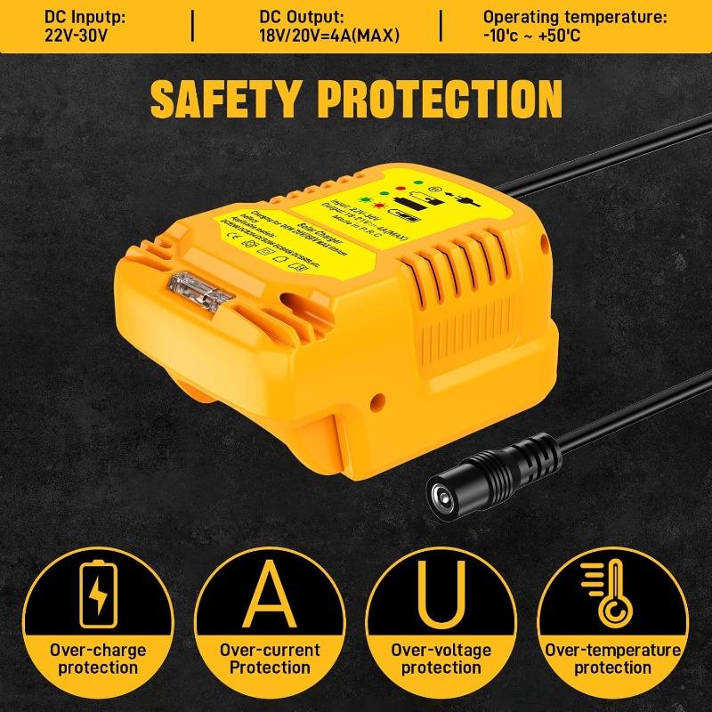 Адаптер для зарядки от солнечной энергии для аккумуляторов Dewalt 18/V20V DC 18V/20V 4A Портативное зарядное устройство для работы на открытом воздухе и кемпинга DCB180