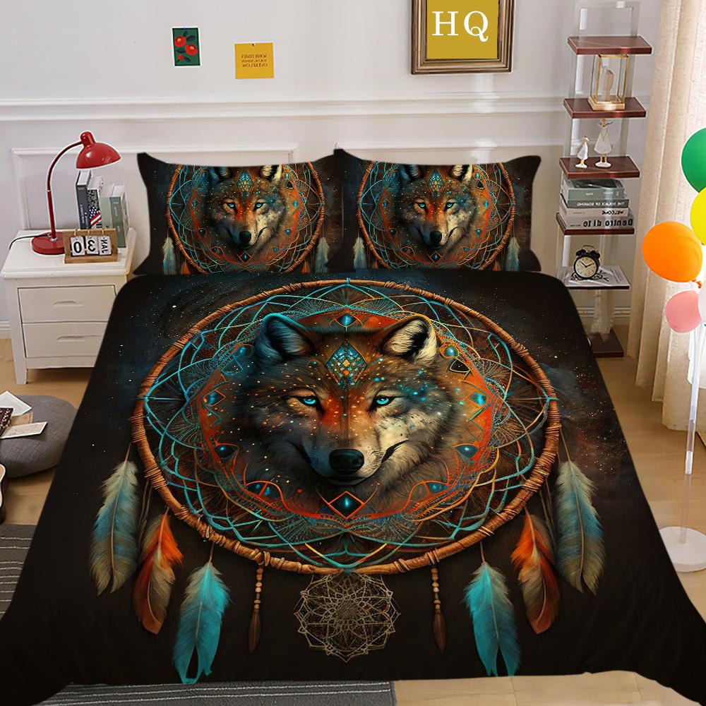 Одеяло с принтом волка, комплект постельного белья из микрофибры королевского размера, чехол для мальчиков-подростков, высококачественный домашний текстиль