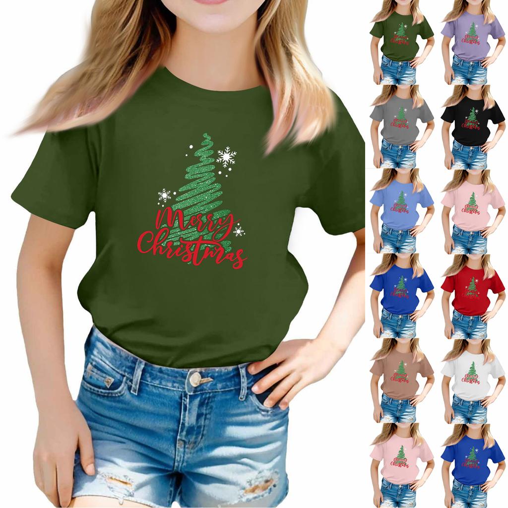 Christmas Day Toddler Girl Boy T-Shirts Kids Top Boys And Girls Printed Short Sleeved T-shirt