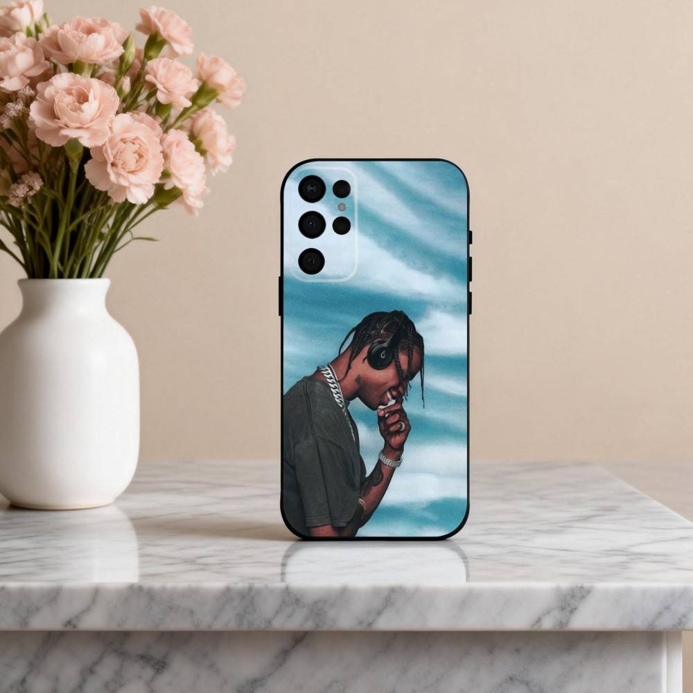 Уверенный Т-Трэвис Скотт-Т Чехол для телефона Samsung S25,24,23,22,30,21,10,9,Ultra,Plus,Lite,FE,4,5 G Мягкий черный чехол