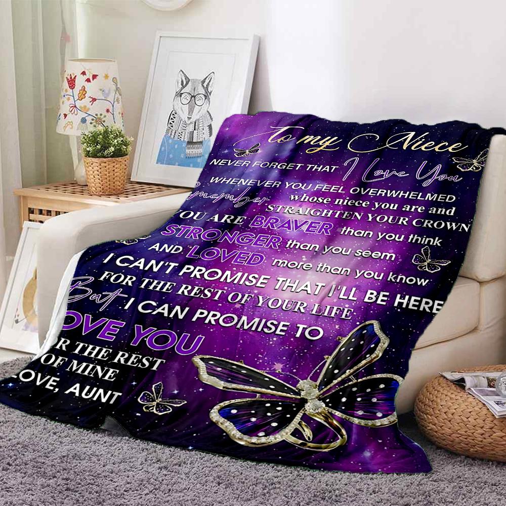 1Pc Love Always Niece Flannel Blanket, Soft And Comfortable, Casual Warm, Camping Travel, Christmas, Halloween Xmas Gift. G1216