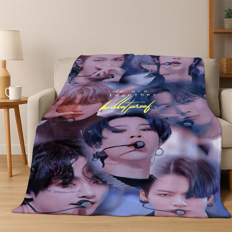 Модное ультрамягкое фланелевое плед-одеяло B-BTS Kpop, теплое и уютное одеяло для дивана, кровати, спальни, гостиной, подарок для путешествий