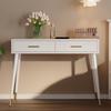 Makeup Table, Dressing Table, Desk with 2 Drawers, Metal Legs, White, Dimensions: H 76 cm × W 100 cm × D 40 cm (without mirror)