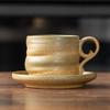 Retro Ceramic Cup Mug Style Simple Afternoon Tea Cup Creative Coarse Pottery Coffee Cup Saucer Set