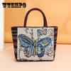 Women's Embroidery Butterflies Handbag National Style Shopping Zipper Bag Mother Casual Versatile Colorful Handbag