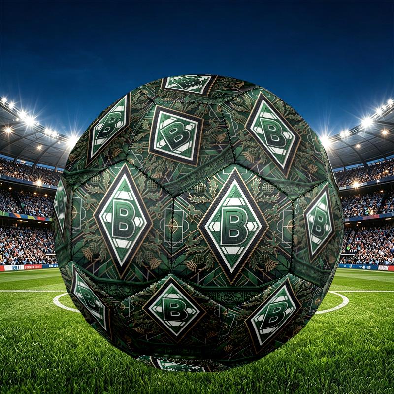 Borussia Monchengladbach Print Size 5 Soccer Ball, PU Wear Resistant Football for Match Training and Daily Practice, Birthday Gift for Soccer Fans