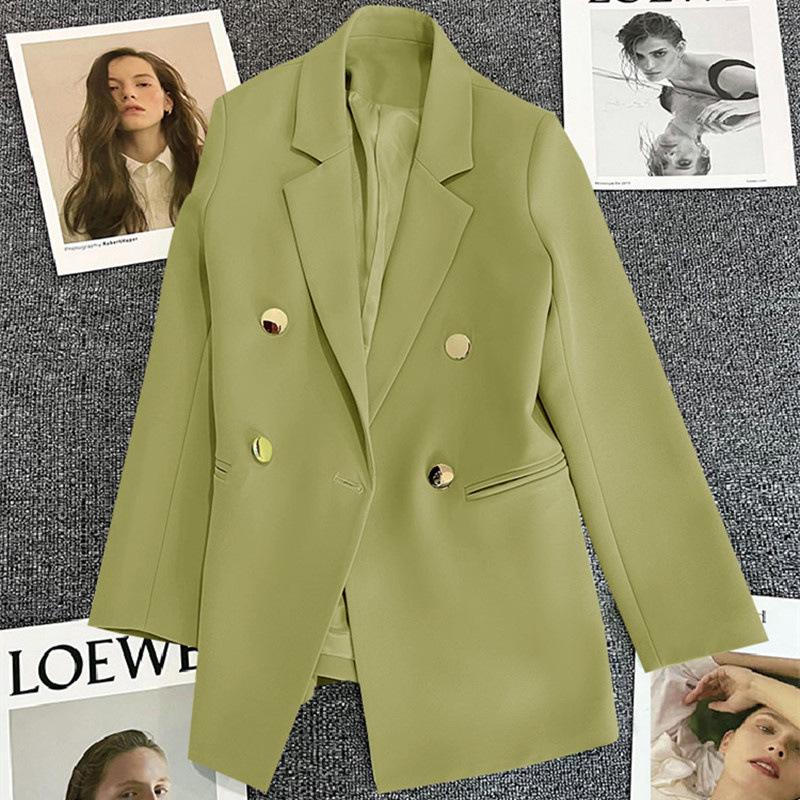 Milky White Green-Botton Suit Jacket - Korean Edition, 2024 Spring/Autumn, Women's Casual High-End Blazer