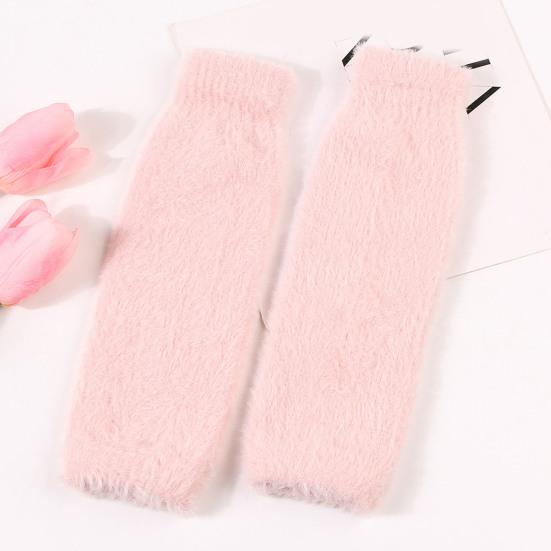 1 пара осенне-зимних перчаток с полупальцами, вязаные из искусственного меха, высокоэластичные, нескользящие, нарукавники, однотонные, сохраняющие тепло, ветрозащитные нарукавники