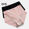 Women Ice Silk Panties Hip Lifting Tummy Control Cotton Crotch High Waist Briefs Seamless Breathable Solid Color Underwear