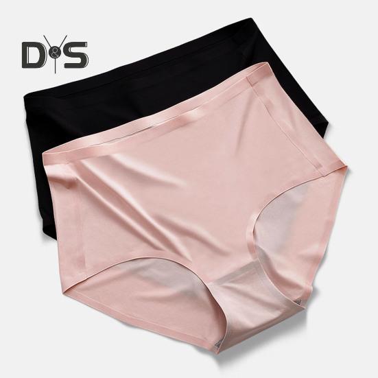 Women Ice Silk Panties Hip Lifting Tummy Control Cotton Crotch High Waist Briefs Seamless Breathable Solid Color Underwear