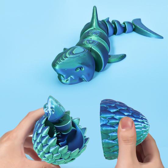 1 Набор 3D-печатная фигурка акулы с подвижными суставами, игрушка-непоседа в виде акулы, яйцо акулы с артикулируемой акулой внутри, настольное украшение, орнамент