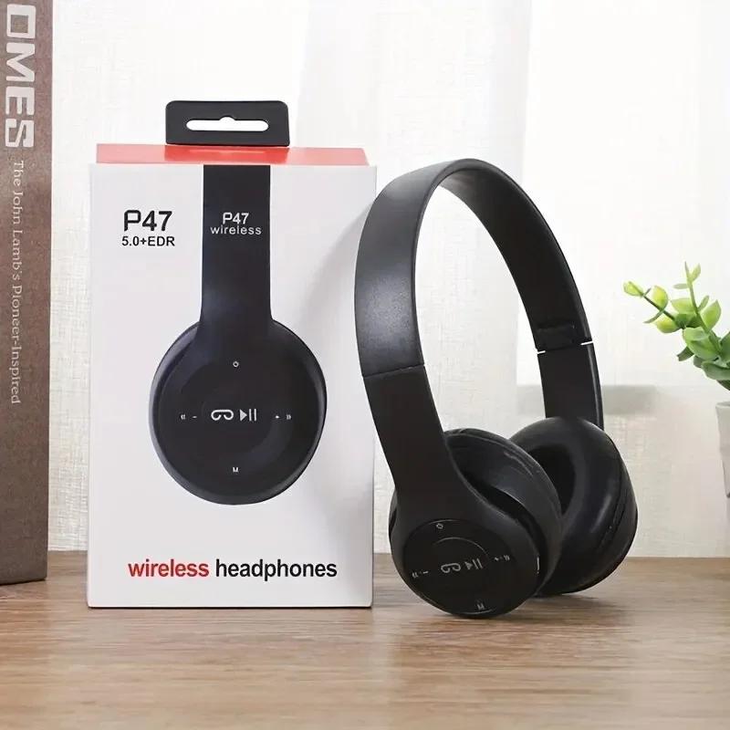 P47 Беспроводные наушники Bluetooth 5.0 Складные HIFI Стерео Басовые Наушники Подарок Шлем для Ребенка С Микрофоном USB-Адаптер Для Игры