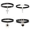 Punk Gothic Spike Choker Pu Leather Collar Pendant Necklace Statement Jewelry