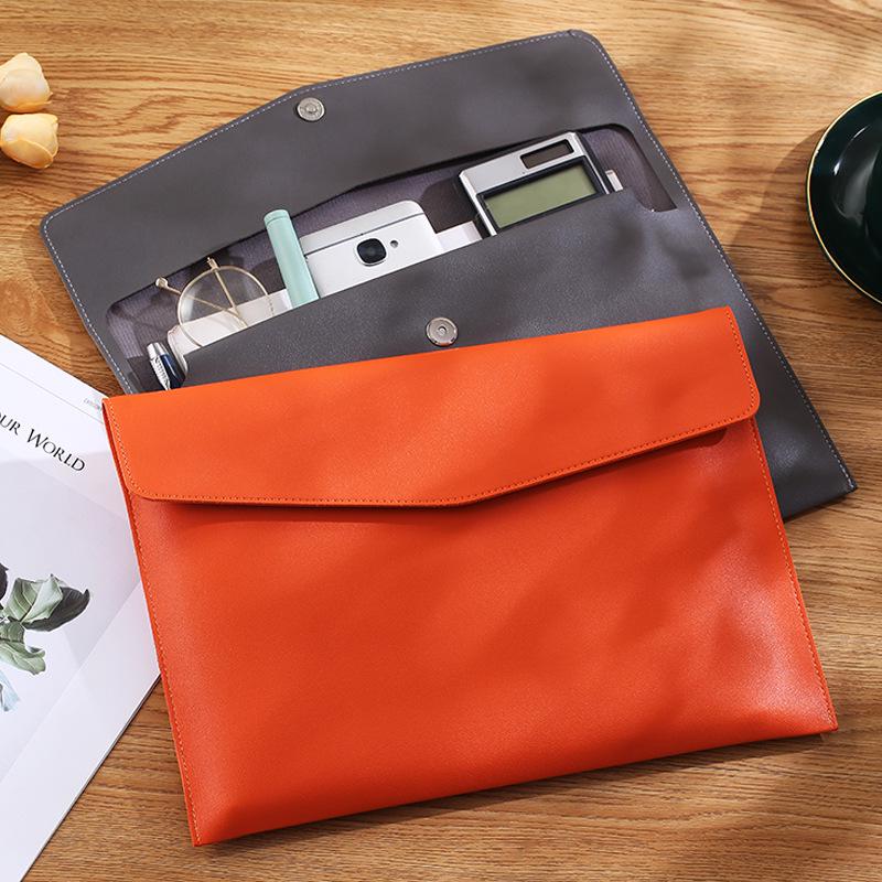 A4/A5 PU Leather Magnetic Document Bag - Large Capacity Storage for Business and Office.
