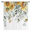 Plant Leaves Sunflower Flower Sheer Curtains for Living Room Decoration Window Curtains for Kitchen Tulle Voile Organza Curtains