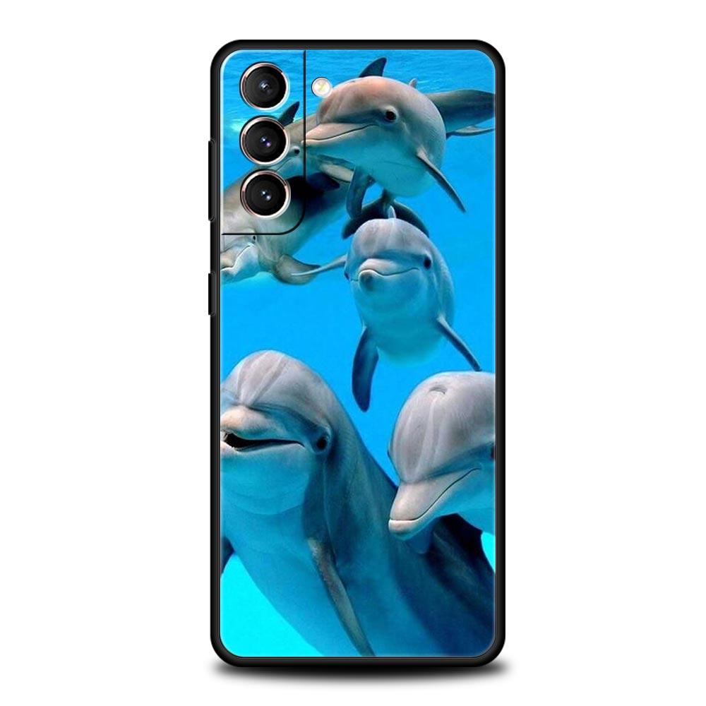 Чехол для телефона с изображением морского животного дельфина для Samsung Galaxy S26 Ultra S25 Plus S24 FE S23 S22 5G S21 S20 Черный Мягкий
